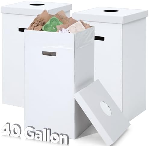 3 Pcs Cardboard Trash Cans with Lid 40 Gallon