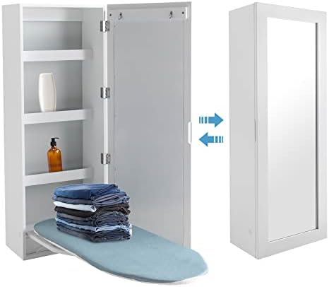 Wall Mounted Ironing Board Cabinet with Mirror and Rotation