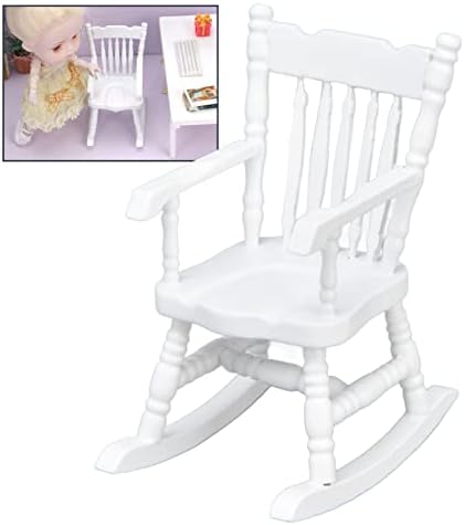Dollhouse Rocking Chair Mini Wood Chair for Home Decor