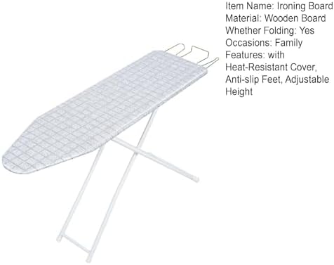 Foldable Ironing Board with Heat-Resistant Cover 42 Inch Blue Plaid