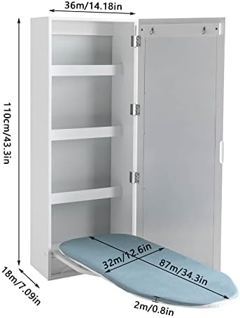 Wall Mounted Ironing Board Cabinet with Mirror and Rotation