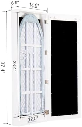 Wall-Mounted Ironing Board Cabinet with Mirror