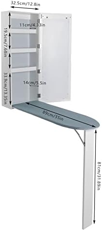 Wall Mounted Ironing Board with Storage Cabinet