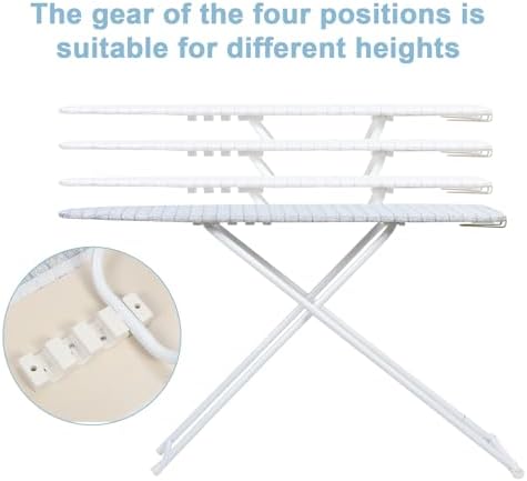 42 Inch Foldable Ironing Board with Heat-Resistant Plaid Cover