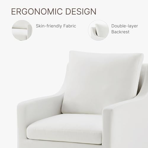 KISLOT Upholstered Dining Chair with Removable Casters Cream 2 Pack