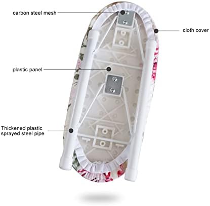 plplaaoo Mini Ironing Board Foldable White Cotton Steel Tabletop Small