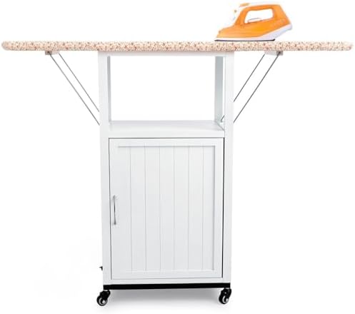 Deluxe Ironing Board with Storage Cabinet and Wheels