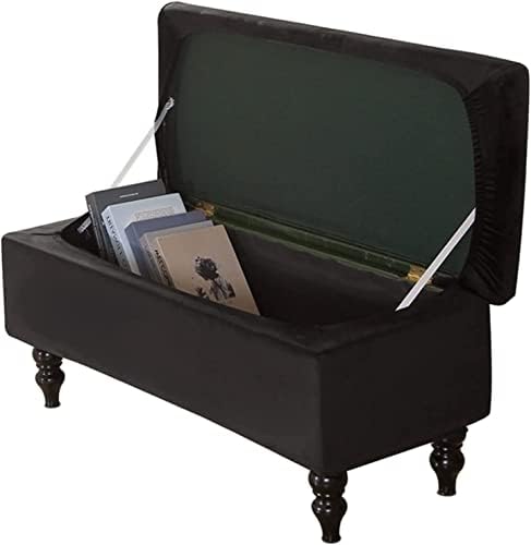 Rectangle Velvet Ottoman Cover with Lid for Storage