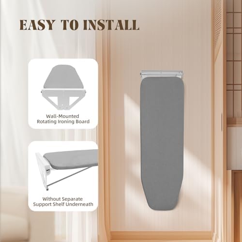 Foldable Wall-Mounted Ironing Board with 180 Rotate