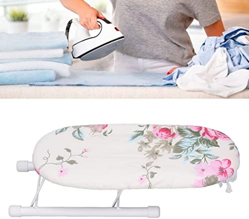 plplaaoo Mini Ironing Board Foldable White Cotton Steel Tabletop Small