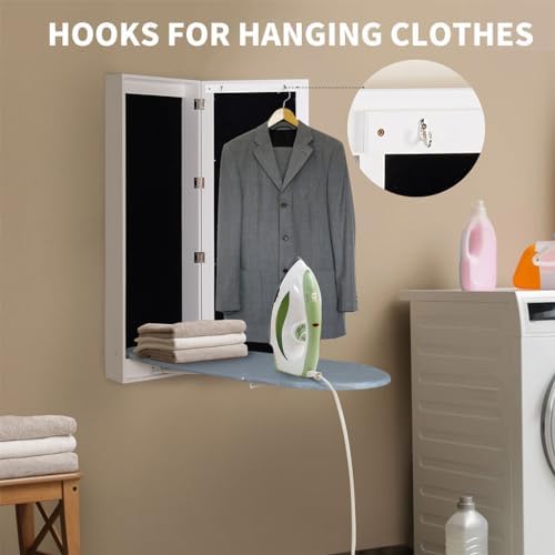 Wall-Mounted Ironing Board Cabinet with Mirror