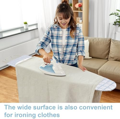 42 Inch Adjustable Height Foldable Ironing Board with Heat-Resistant Cover