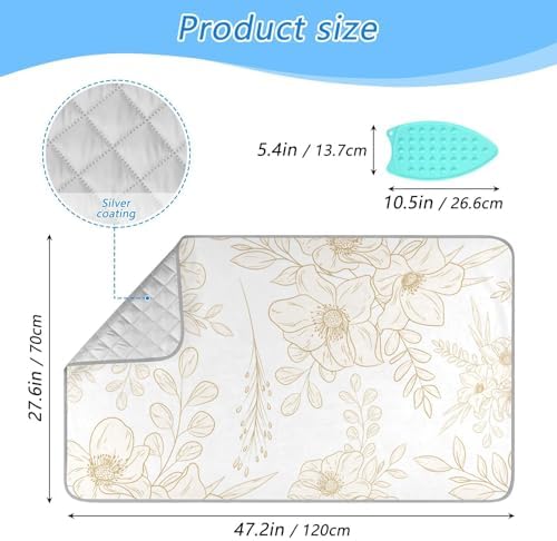 Tatenale Ironing Mat - Portable Gold Floral Design