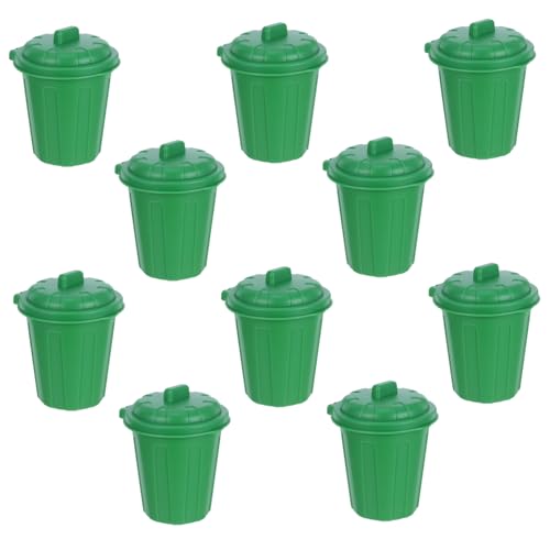 BESPORTBLE 10pc Green Mini Trash Can with Lid Desktop Organizer