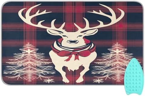 Wassud Plaid Ironing Mat with Deer Pattern Foldable Portable