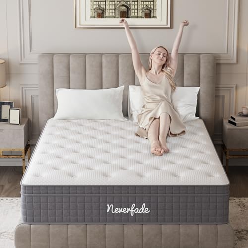 Neverfade 12 Inch Queen Mattress Medium Firm Gel Memory Foam Hybrid