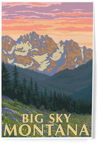 Lantern Press 8x12 Art Print Big Sky Montana Spring Flowers