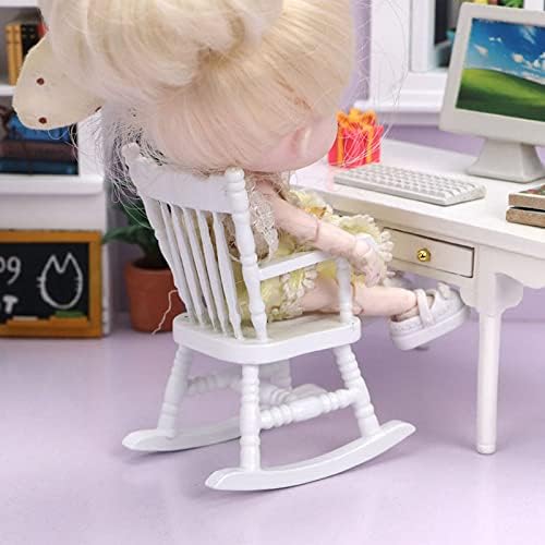 Dollhouse Rocking Chair Mini Wood Chair for Home Decor