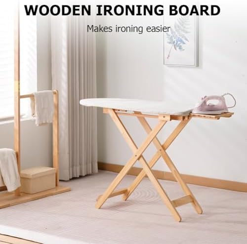 Solid Wood Foldable Ironing Board with Height Adjustment