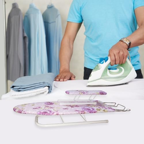 HEVIRGO Foldable Ironing Board with Anti-Slip Feet and Heat-Resistant Cover
