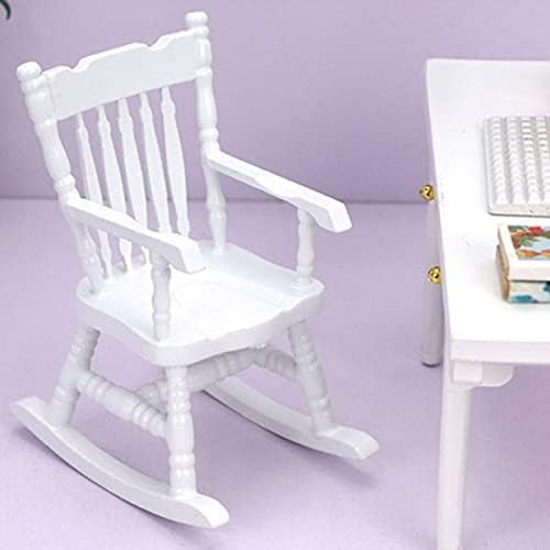 Dollhouse Rocking Chair Mini Wood Chair for Home Decor