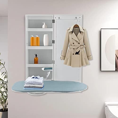 Wall Mounted Ironing Board Cabinet with Mirror and Rotation