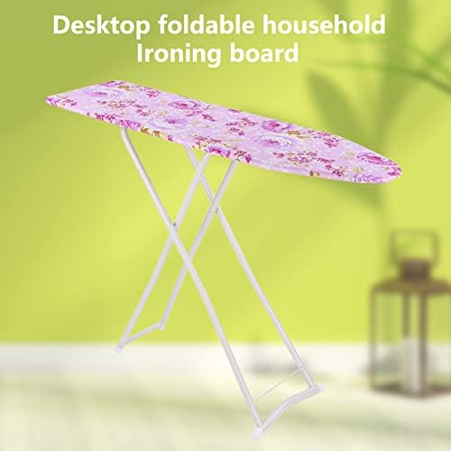 Adjustable Height Ironing Board with Iron Rest and Flower Design