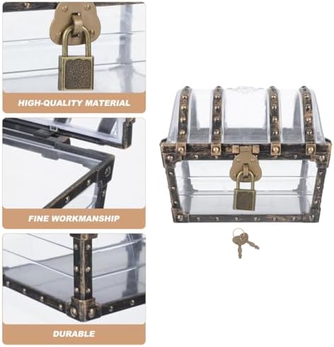 Pirate Treasure Chest Toy Box with Lock and Key for Kids