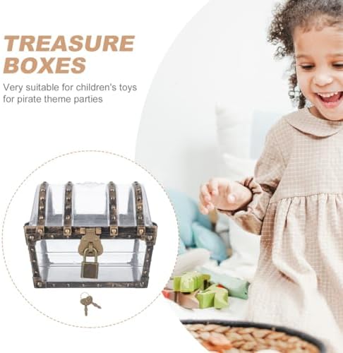 Pirate Treasure Chest Toy Box with Lock and Key for Kids