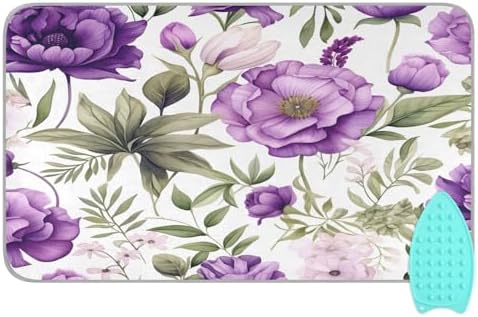 GAIGEO Violet Floral Ironing Mat with Leaves Foldable and Portable