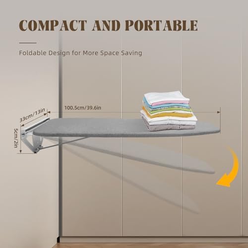 Foldable Wall-Mounted Ironing Board with 180 Rotate