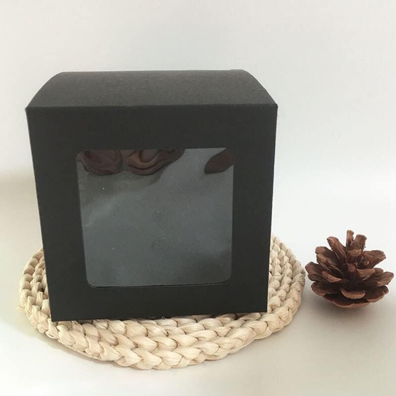 50Pcs Kraft Paper Gift Box with Clear Window for Wedding