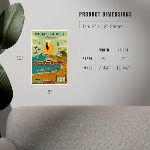Lantern Press 8x12 Art Print Pismo Beach Blue Sky