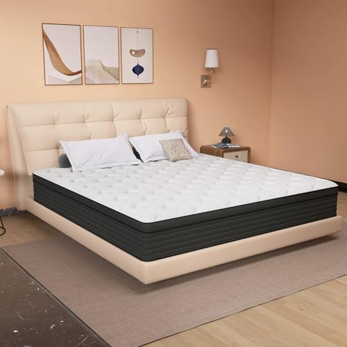 Aicehome Queen Mattress 14 Inch Pocket Spring Gel Memory Foam Medium Firm