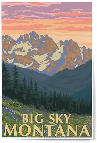 Lantern Press 12x18 Inch Art Print Big Sky Montana Spring Flowers
