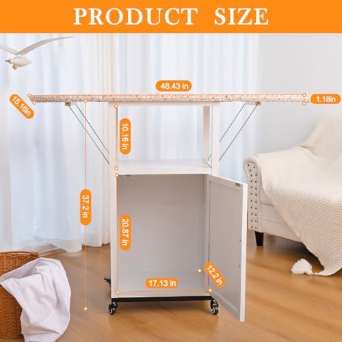 Deluxe Ironing Board with Storage Cabinet and Wheels