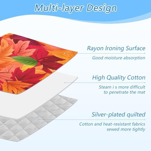 Bright Red Autumn Leaves Portable Ironing Mat Heat Resistant
