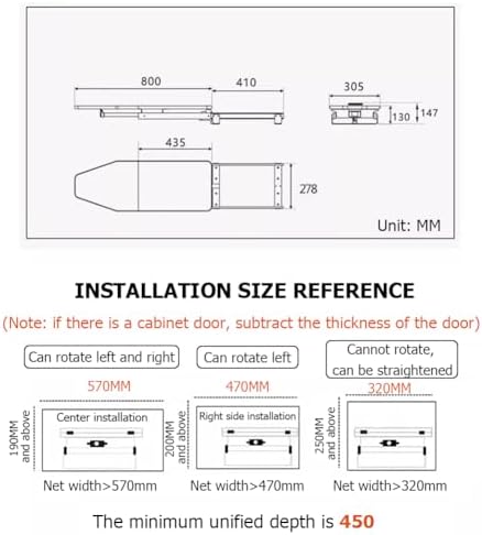 Retractable Ironing Board with 180 Swivel and Foldable Design