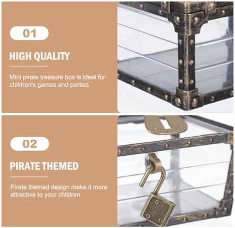 Pirate Treasure Chest Toy Box with Lock and Key for Kids