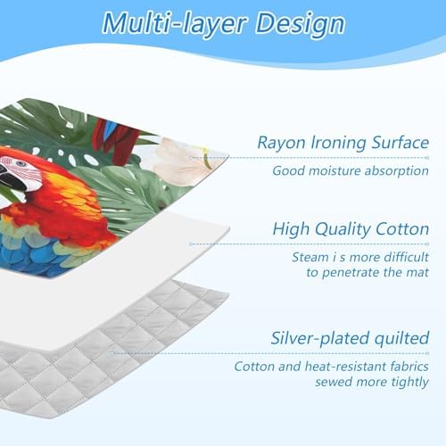 GAIGEO Red Parrot on Leaves Portable Ironing Pad