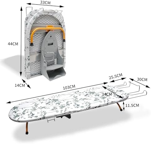 Compact Folding Ironing Board with Iron Holder and Rest