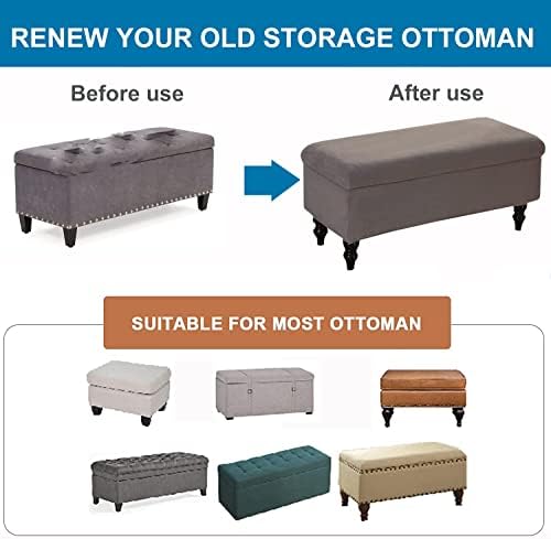 Rectangle Velvet Ottoman Cover with Lid for Storage