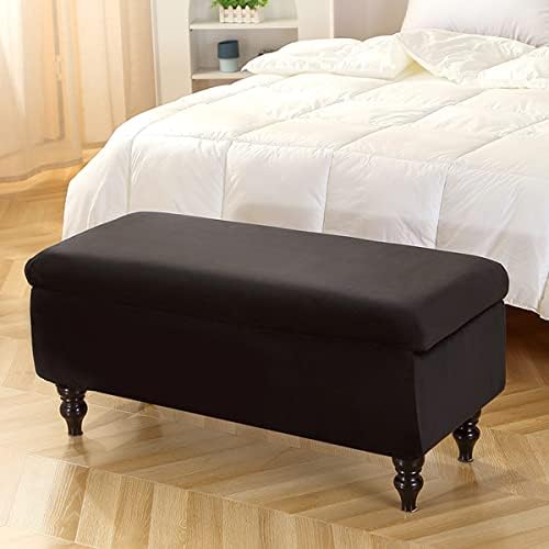 Rectangle Velvet Ottoman Cover with Lid for Storage
