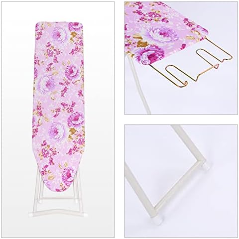 Adjustable Height Ironing Board with Iron Rest and Flower Design