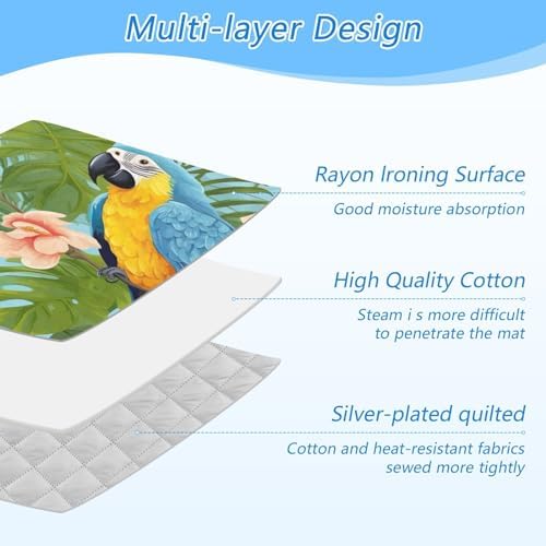 GAIGEO Ferns Leaf and Blue Parrots Portable Iron Mat