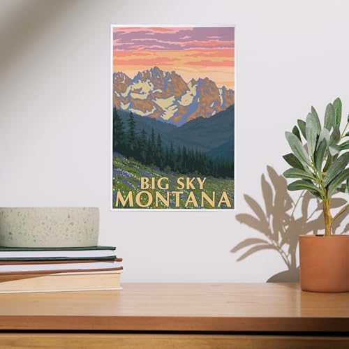 Lantern Press 8x12 Art Print Big Sky Montana Spring Flowers