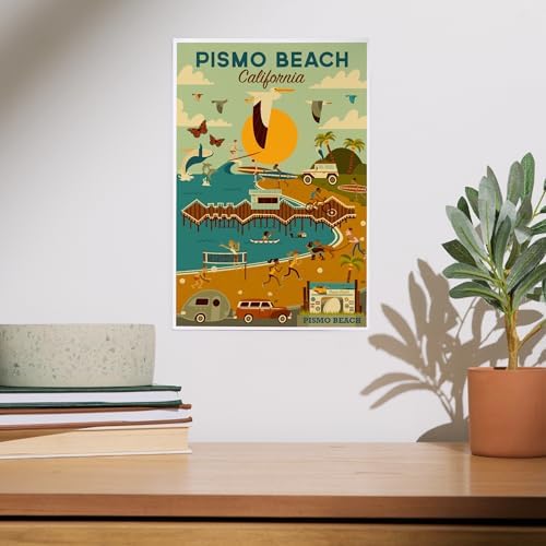 Lantern Press 8x12 Art Print Pismo Beach Blue Sky