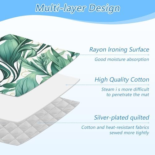 GAIGEO Green Leaves Folding Ironing Mat Portable Ironing Board Alternative