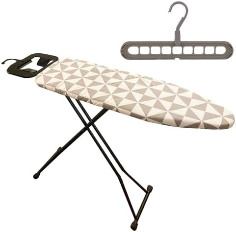Adjustable Height Ironing Board with Hanger and Safety Stand