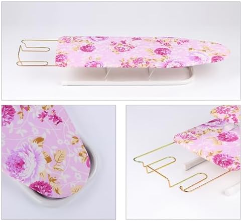 HEVIRGO Foldable Ironing Board with Anti-Slip Feet and Heat-Resistant Cover
